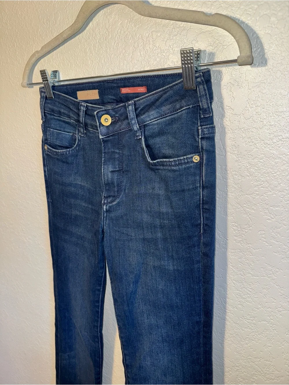 PILCRO Anthropologie The Demilune Bootcut Dark Wash High Rise Jeans Size 24 Tall